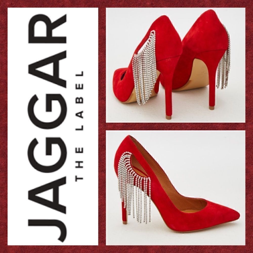 NWOB MSRP $177 Jaggar the Label Diamanté Pump Red Women's Size 8